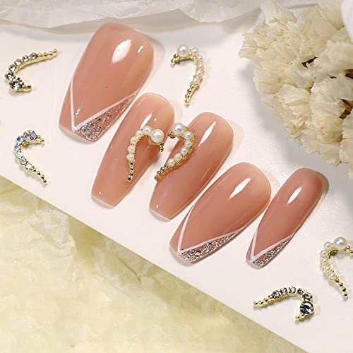 3D Блестящи Кристали за нокти, Луксозни Декорации за нокти, Диаманти, Метални Орнаменти за дизайн на ноктите, Набор от бижута с метални диаманти във формата на Сърце