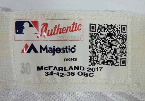 2017 Arizona Diamondbacks T. J McFarland #30, Използвани В играта Бели Панталони 34-42-36 84 - Използваните В играта панталони MLB