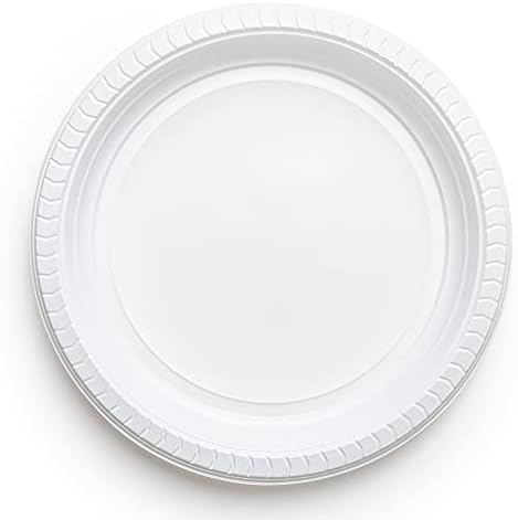 Пластмасови чинии на Едро на 9 инча в опаковка 400 броя – Бели чинии за Еднократна употреба, Както и чинии за всеки ден, Чинии за микровълнова печка - Десертни чинии Platos Desechables за партита - Чинии за всеки ден