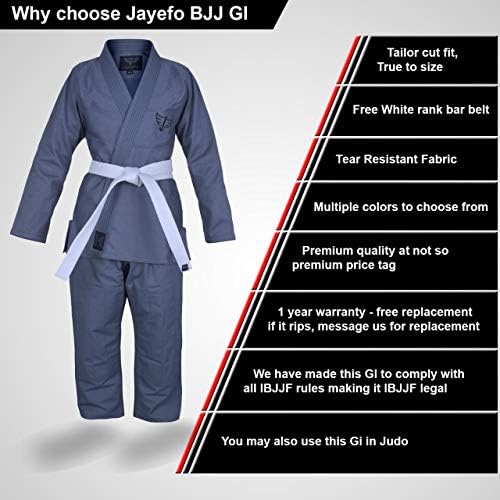 Jayefo Спортна бразилският форма за джу-джицу Gi за мъже и Жени, форма за Грэпплинга, Ультралегкие Кимоно, за възрастни, BJJ Gi, без колан BJJ.