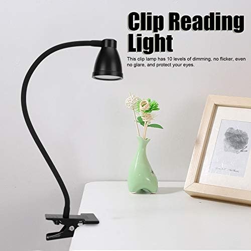 Работно лампа Fdit с клипс, лампа за четене със скоба, Зареждане чрез USB, Регулируеми за сервизи, за вътрешното осветление, за любителите на четене, за салон (Черен, тип Наклонената Падащата кула)