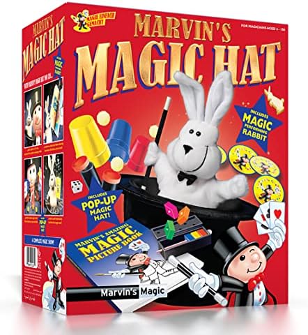 Marvin ' s Magic - Невероятна Магия зайци и трик с патрон | Набор от невероятни фокуси за деца | Включва подсказка Вълшебната шапка, Пръчка и Магичен заек | са Подходящи за де