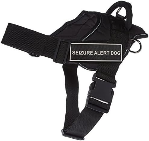 Шлейка DT Забавни Works, за кучета, предупреждение за гърчове, черна с светоотражающей покритие, размер на Средната дебелина: от 28 до 34 см